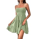 YEBIRAL Sommerkleid Damen Kuerz Sexy Spaghettiträger Freizeitkleid Sommer...