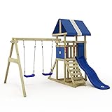 Wickey Spielturm Klettergerüst DinkyHouse, Schaukel & Blaue Rutsche, Outdoor Kinder...