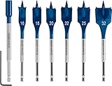 Bosch 7x EXPERT Self Cut Speed Flachfräsbohrer-Sets (für Weichholz, Spanplatte, Ø 16-32...