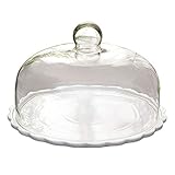 YARNOW 1 Set Kuchen Glasglocke mit Keramik Teller Glas Käseglocke Tortenplatte Haube Dome...