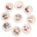 Minkissy Schmetterling Nagel Charms 9 Boxen 3D Nail Art Bolzen Edelsteine...