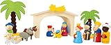 Small Foot Spielset Holzkrippe aus Holz für Kinder, Weihnachtsdekoration und...