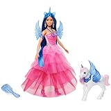 Barbie EIN verborgener Zauber - Puppe mit Einhorn, pinkfarbenes Kleid mit Saphirblauen...