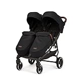 Ickle Bubba Venus Max Doppel-Kinderwagen – Schwarz mit hellbraunen Griffen