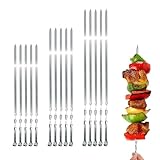 BBQ Edelstahl Grillspieße für Fleisch und Gemüse (10 St/50cm) Extra stark 2mm,...