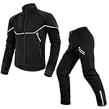 XIWUEI Fahrradjacke Herren Winter Laufjacke Langarm, reflektierende Fahrrad Jacke Hose...