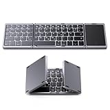 OMOTON Faltbare Bluetooth-Tastatur mit Touchpad, Kabellose Klapptastatur, Multi-Device und...