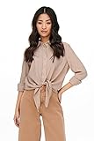 ONLY Damen Onllecey Ls Knot Shirt Noos Wvn, Toasted Coconut, M