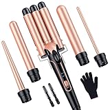 Lockenstab set 5 in 1 mit 3 Fässer - Welleneisen für große/mittlere oder kleine Locken...