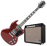 Rocktile Pro S-Red E-Gitarre Heritage Cherry Verstärker Set - 2 Humbucker Tonabnehmer -...