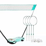 Enovi EasyGo Federball Set, Badminton Set mit 4 Badminton Schläger, Badminton...