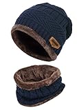 K.tchard Kinder Wintermütze Beanie Hut mit Schal Set Slouchy Strickmütze Warme Knit...