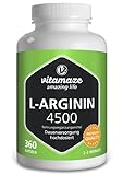 L-Arginin Kapseln hochdosiert 4500 mg je Tagesdosis, 360 Kapseln, Natürliche...