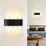 Homefire Led Wandleuchte Innen & Aussen Wandlampe Schwarz - Modern Up Down Flurlampe IP65...