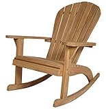 KMH Großer Schaukelstuhl im Adirondack Stil aus echtem Teakholz Teak Adirondack...