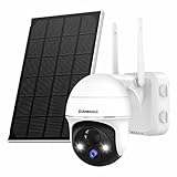 ZUMIMALL Überwachungskamera Aussen Akku mit Solar, 2K 360° PTZ WLAN Kamera Outdoor mit...