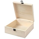 Winter Shore Aufbewahrungsbox Holz Unbehandelt mit Klappdeckel - Deko Holzbox...