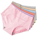 QINCAO Unterhosen Damen, 6er Pack Hohe Taille Slips Baumwolle Unterwäsche, Stretch...