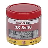 fischer Spreizdübel SX 8 x 40, handliche Runddose mit 80 Nylondübeln, Dübel...