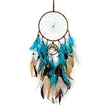 Traumfänger, Basicon 60cm Dreamcatcher Blauer Vintage Feder Traumfänger Handgefertigt...