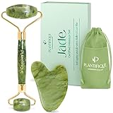 Plantifique Jade Roller & Gua Sha Stein - Natürlicher Grüner Jade Roller Massageroller -...