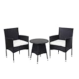 Mendler Poly-Rattan Balkonset HWC-G27, Sitzgarnitur Gartengarnitur, 2xSessel+Tisch -...