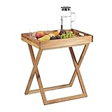 Relaxdays Tabletttisch klappbar, Serviertisch Walnuss-Holz, Klapptisch klein,...