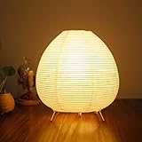 ACMHNC Reispapier Lampe Retro Reispapier Nachttischlampe mit Weiß Schirm Dekoration...