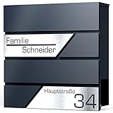 Graviers Design Briefkasten mit Zeitungsfach in Anthrazit RAL 7016 - Postkasten...