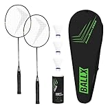 BallX Badminton Set 2er incl. Federbälle & Tasche | Freizeit Federball Set | Badminton...