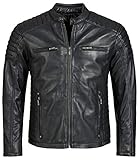 Bohmberg Herren Lederjacke Bikerjacke Übergangsjacke Leichte Basic Jacke aus weichem...