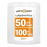 versando Luftpolsterfolie 100m x 0,5m Versand, Verpackung, Umzug Noppenfolie Bubble Wrap...