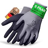 WOLFSFELLER Premium Arbeitshandschuhe Herren Gr 9 | 5 Paar robuste & komfortable...