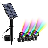 T-SUN Solar Teichbeleuchtung, RGB Solar Unterwasserstrahler LED Teich Licht...