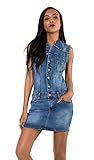 Nina Carter S388 Damen Jeanskleid Kurzes Denim-Kleid Slim Fit Jumpsuit-Kleid...