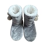 Hohe Hausschuhe Warm Damen Hausstiefel Winter Hüttenstiefel Plüsch Dick...