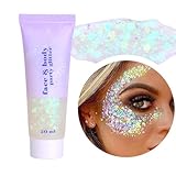 Prreal Body Glitter gel 50ml, Mermaid Sequins Chunky Glitter Liquid kit,...