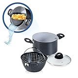 Genius Cerafit Magic Pot Kochtopf-Set 20cm - Topf 3,7l mit Siebeinsatz & Glas-Deckel für...