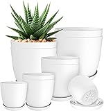 Utopia Home Blumentopf, 10er-Pack (Weiß), (ø18-ø17-ø15-ø13-ø12 cm) Dekorativer...