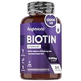 Biotin Tabletten - 12.000μg reines Biotin für Haare, Haut und Bartwuchs - 1...