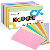 Koogel Karteikarte Linierte, 300 Blätter Linierte Lernkarten 12,5 cm x 7,5 cm...