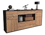 Stil.Zeit Sideboard Johannes - Korpus anthrazit matt - Pinie (180x79x35cm) Push-to-Open...