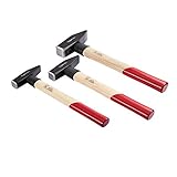 Amazon Basics - Schlosserhammer-Set, Stiel aus Hickoryholz, 3 Teile, 300 g, 500 g, 1000 g,...