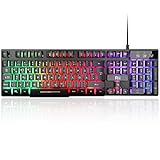 Rii Gaming Tastatur PC, RGB Tastatur kabelgebunden, Regenbogen Beleuchtete Tastatur LED,...