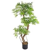 Künstlicher japanischer Fruticosa Ficus Kunstbaum, 140 cm, mit einfarbigem Kunststofftopf