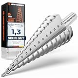 MEISTERGRIFF® Stufenbohrer [15 Stufen | Ø 4-32mm] für Metall, Edelstahl, Kunststoff,...