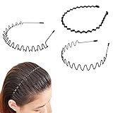 3 Stück Welle Metall Stirnband, Unisex Rutschfestes Elastisches Stirnband,...