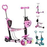 Arebos Cityroller Tretroller Pink Scooter höhenverstellbarer Lenker und Sitz |...