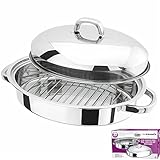 Prima Kitchenware 32 cm Edelstahl-Bräter, oval, Set mit abnehmbarem Gestell, zum Kochen,...