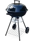 JUNG 502595 Holzkohlegrill Ø 44cm, 4 Personen Grill Holzkohle, fahrbarer Kugelgrill mit...